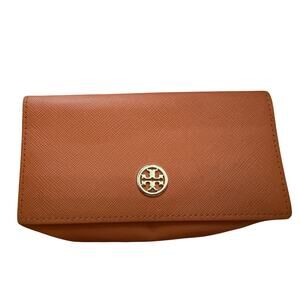 Tory Burch Logo Magnetic Eyeglass Sunglasses Case Orange Gold Hard Shell